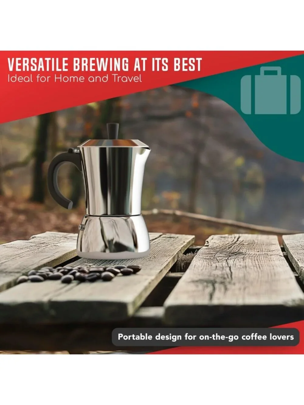 Stovetop Espresso Maker - 6 Cup Moka Pot, Stainless Steel, Italian & Cuban